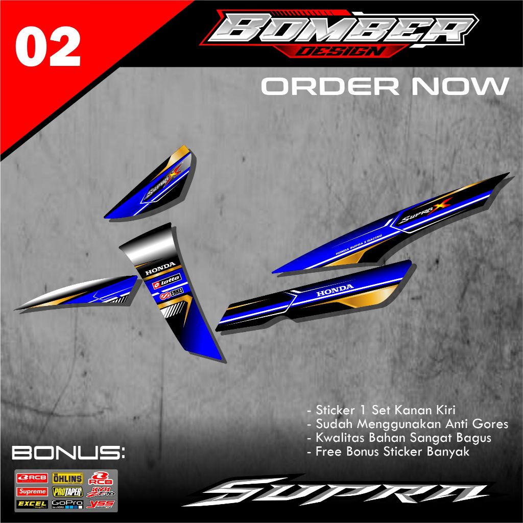 Stiker striping SUPRA X 110 LAMA SUPRA FIT Lama 2002 motor HONDA motor sticker variasi BMB.02