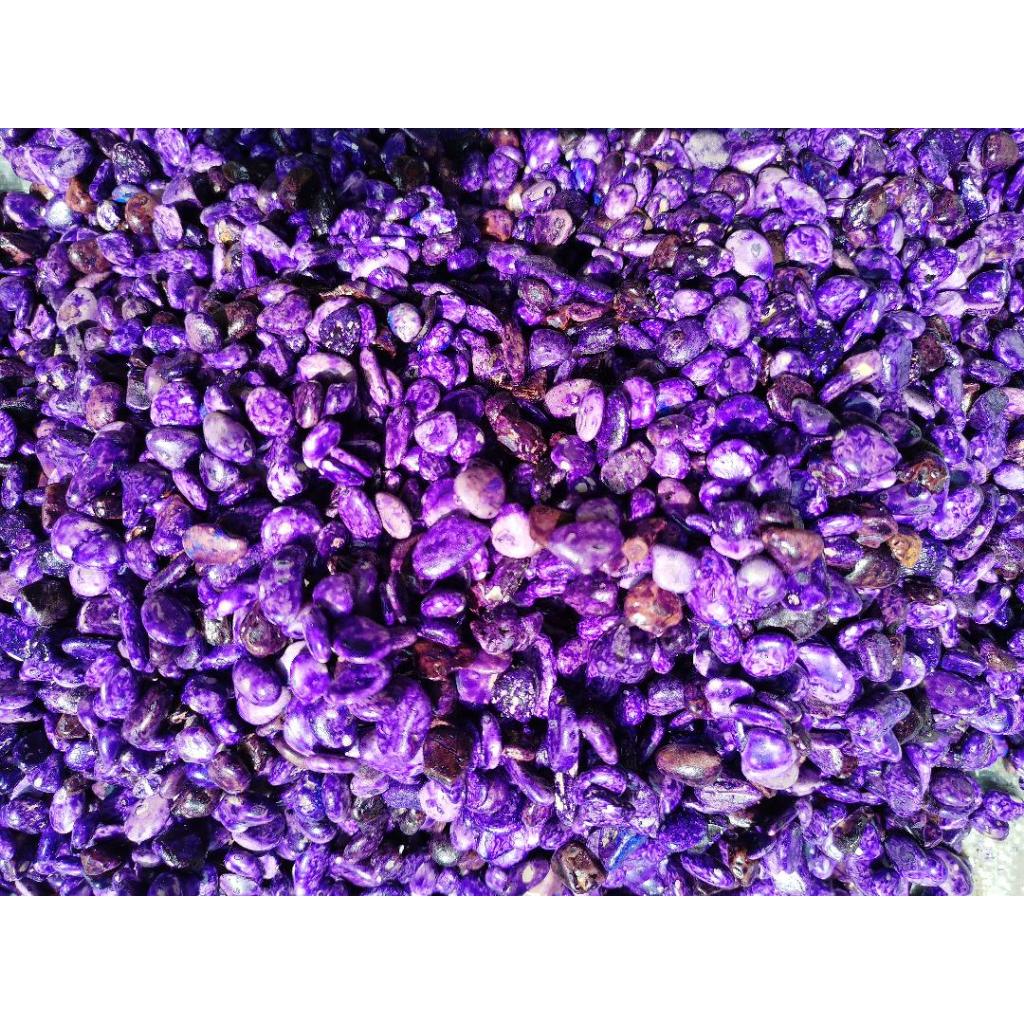 batu hiasan aquarium kolam taman ungu kilau