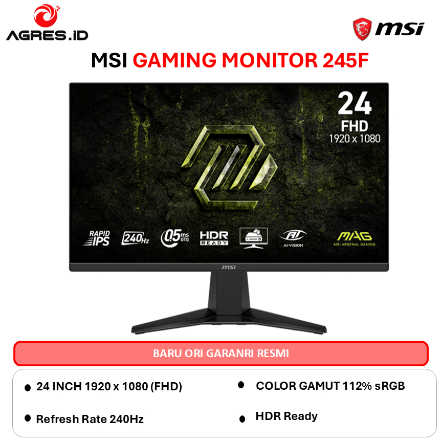 MSI MAG 245F X24 IPS FHD 240Hz 24 Inch - Gaming Monitor