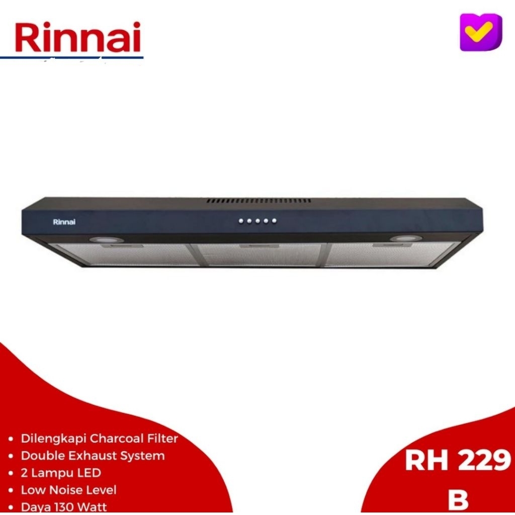 Rinnai Cooker Hood RI-229B tudung hisap penyedot debu dan asap untuk dapur