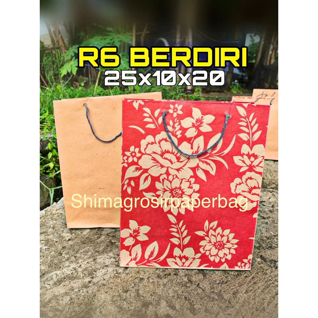 Paperbag R6 size 25x10x20 (1 lusin 12pcs) tas kertas/tas kado/tas angsul/hajatan