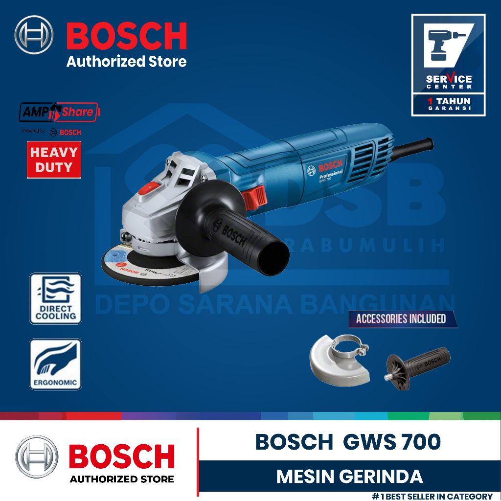 BOSCH Mesin Gerinda GWS 700 Daya Input 710 W