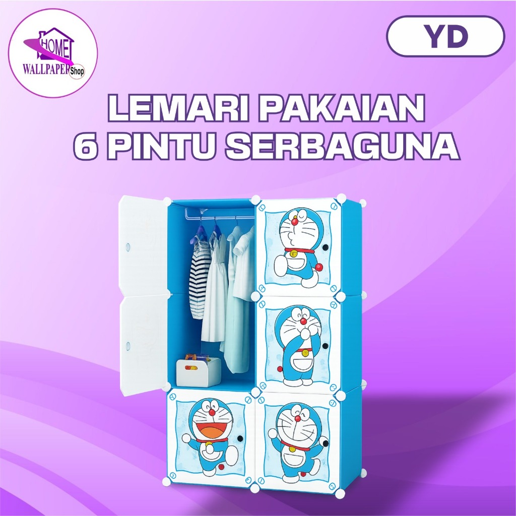 Lemari Pakaian 6 PINTU Motif Lemari Plastik 6 susun Lemari Plastik 2X3 Shenar Serbaguna