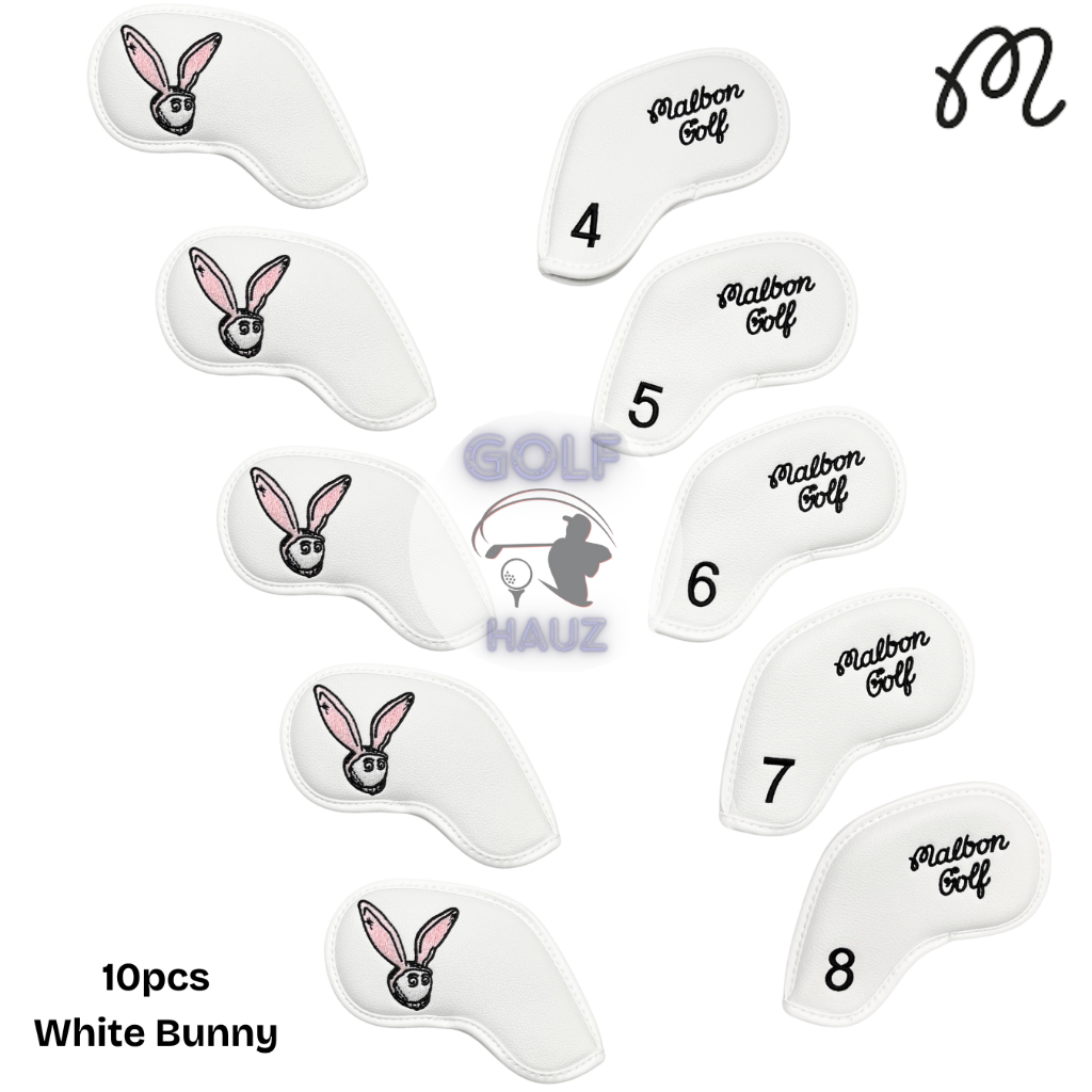 Leather Set Head Cover Iron Pelindung Pink Bunny White Stick Golf Black 10 Pcs Quality Set Stik Iron