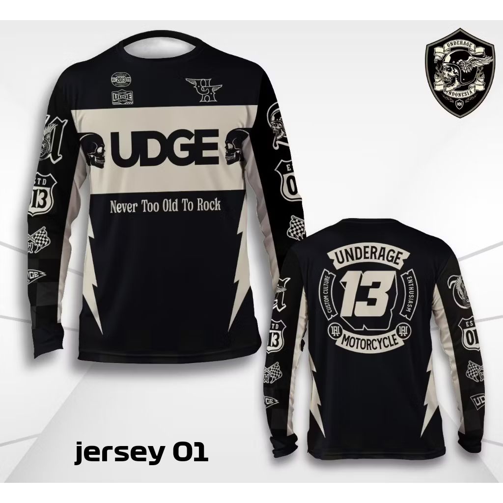 UNDERAGE Black Long Sleeve jersey custom  Culture MotorCycle biker apparel kaos motor kaos balap