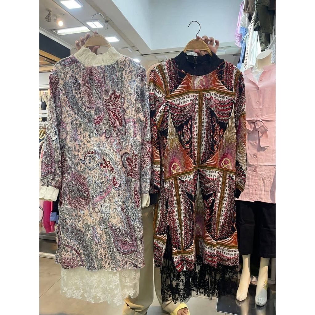 tunik plisket mix renda bkk import premium ld 110-120