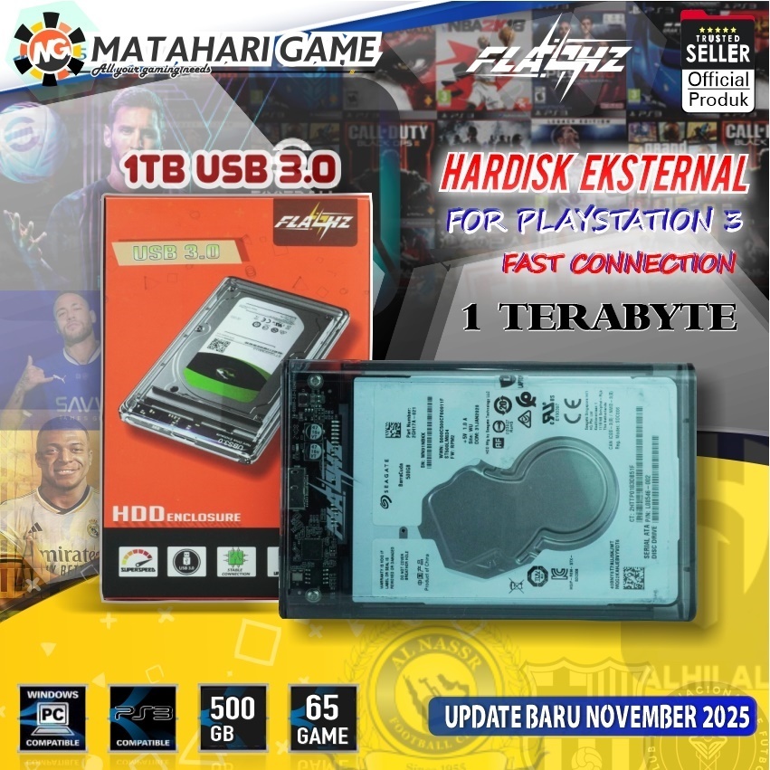 FLASHZ - 1TB HDD PS3 Hardisk Eksternal USB3.0 1000GB PS3 |PLAYSTATION 3
