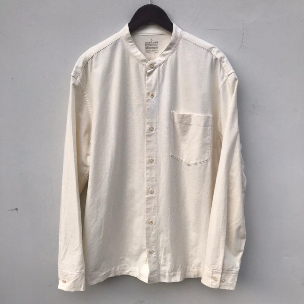 Kemeja Sanghai by Muji Stand Collar Shirt Broken White sz XL