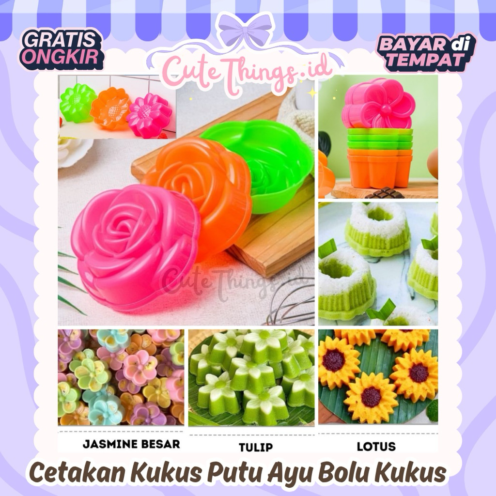 12 Pcs Cetakan Putu Ayu Bolu Kukus Mawar Jasmine Lotus Tulip Sunflower Melati Cetakan Pudding Mawar 
