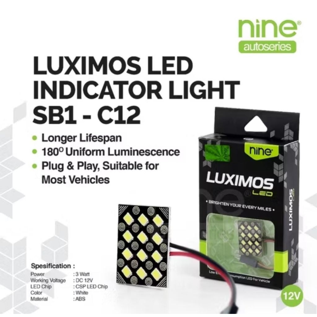 Lampu kabin putih mobil universal plafon terang T10 Tube SB1 C12 -LUXIMOS