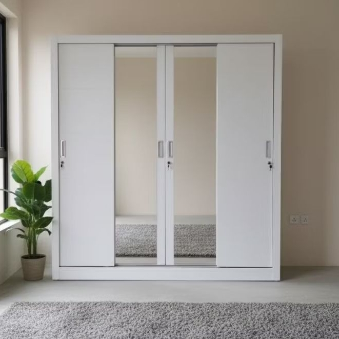 lemari pakaian 4 pintu sliding/lemari baju sleding/lemari pintu geser/duco minimalis