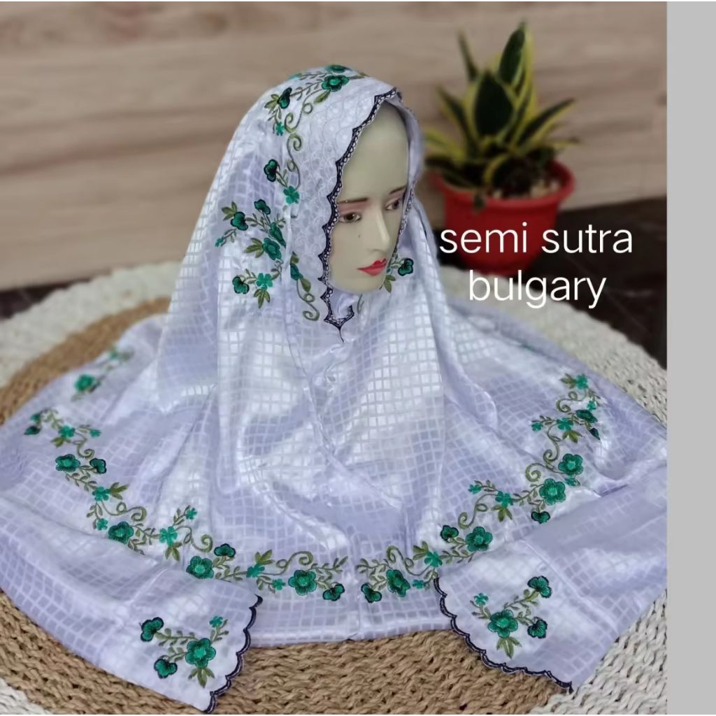 MUKENA LAJURAN MUKENA TERUSAN BORDIR TIMBUL TERBARU SEMI SUTRA