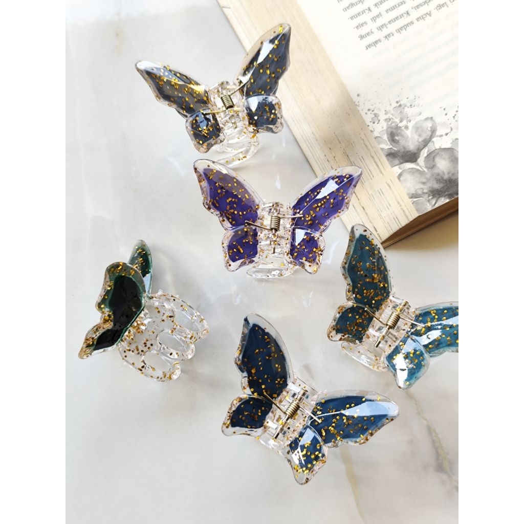 Jedai Jepit Rambut Kupu-Kupu Gliter