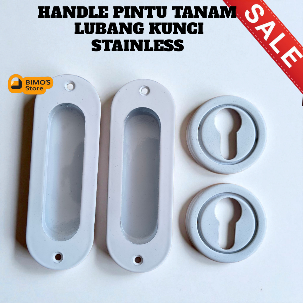 Handle Pintu Tanam Pintu Geser Pintu Sliding Stainless Steel Set Lubang Kunci 2Pcs
