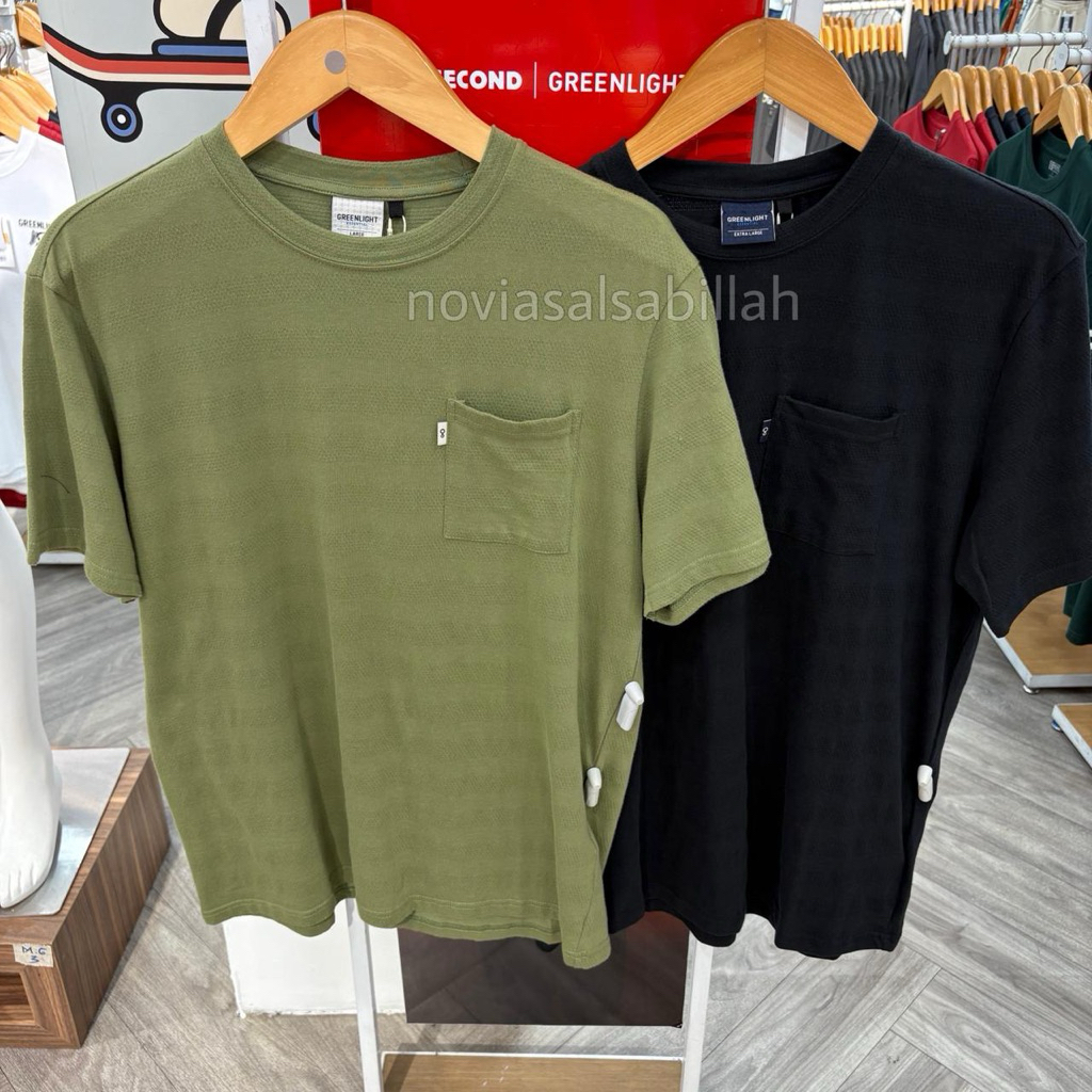 Kaos GREENLIGHT Essential Regulerfit Motif Saku Polos Original 100%