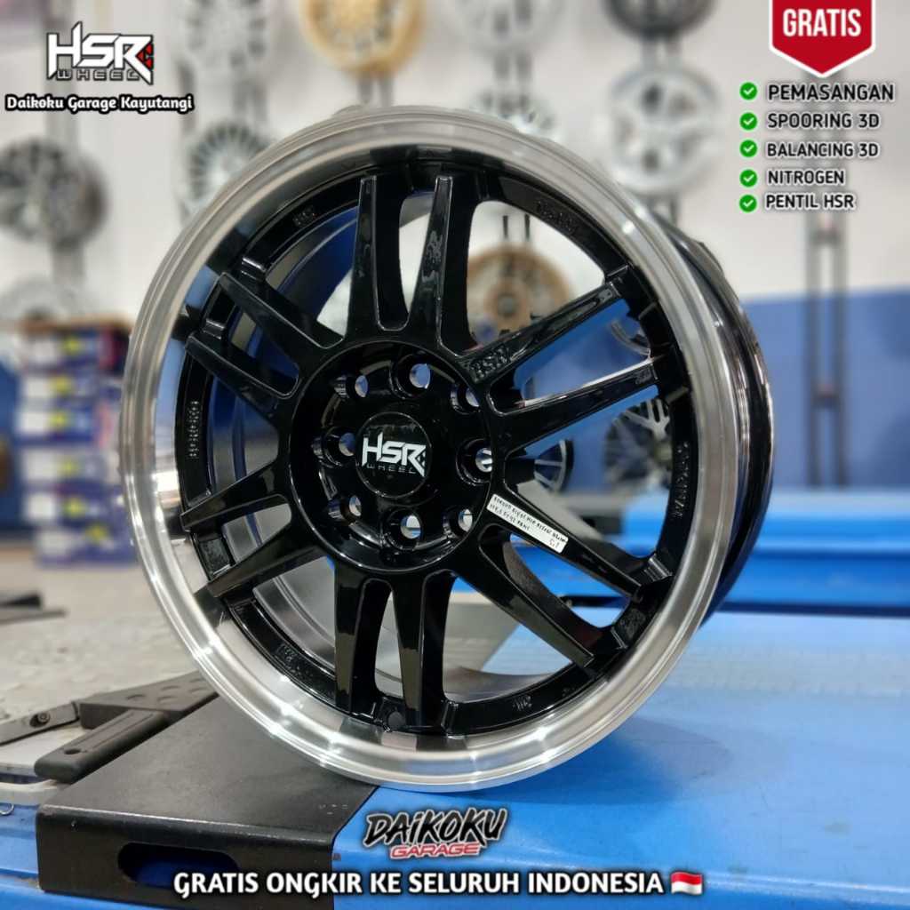 Velg Mobil R15 HSR BLY01 Untuk Avanza, Xenia, Vinfast Jazz Ring 15 Lebar 6,5 Warna Hitam