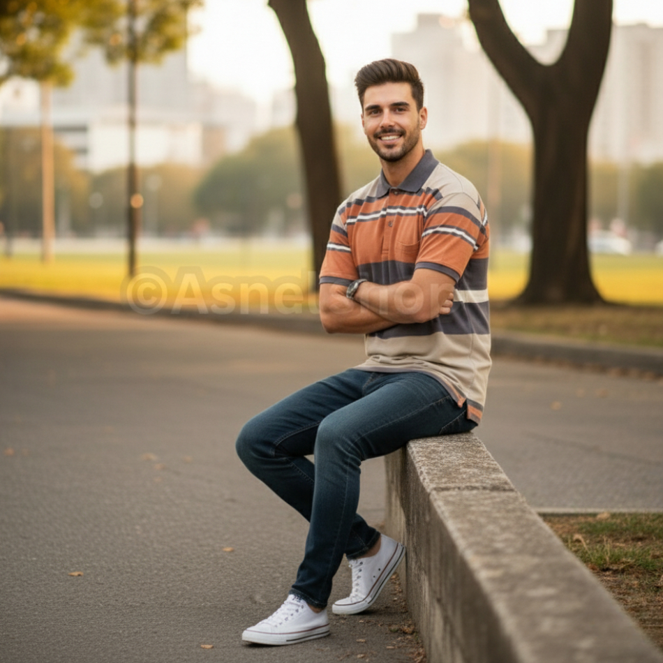 Kaos Salur Berkerah Saku Depan Pria Dewasa | Polo Shirt Stripe Distro Cowok Keren Kekinian # Baju Ke