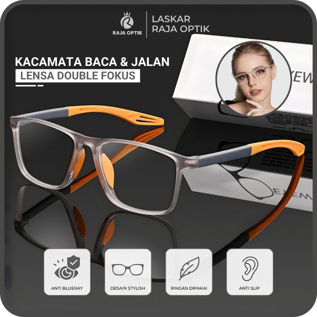 Kacamata Baca Jalan Lensa Plus Auto Focus Anti Radiasi Glasses Premium Original