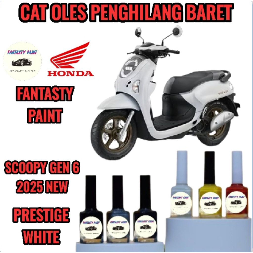 Cat Oles Permanen Motor Honda Scoopy Gen 6 Prestige White,Putih Doff 2025 New Penghilang Baret/Lecet