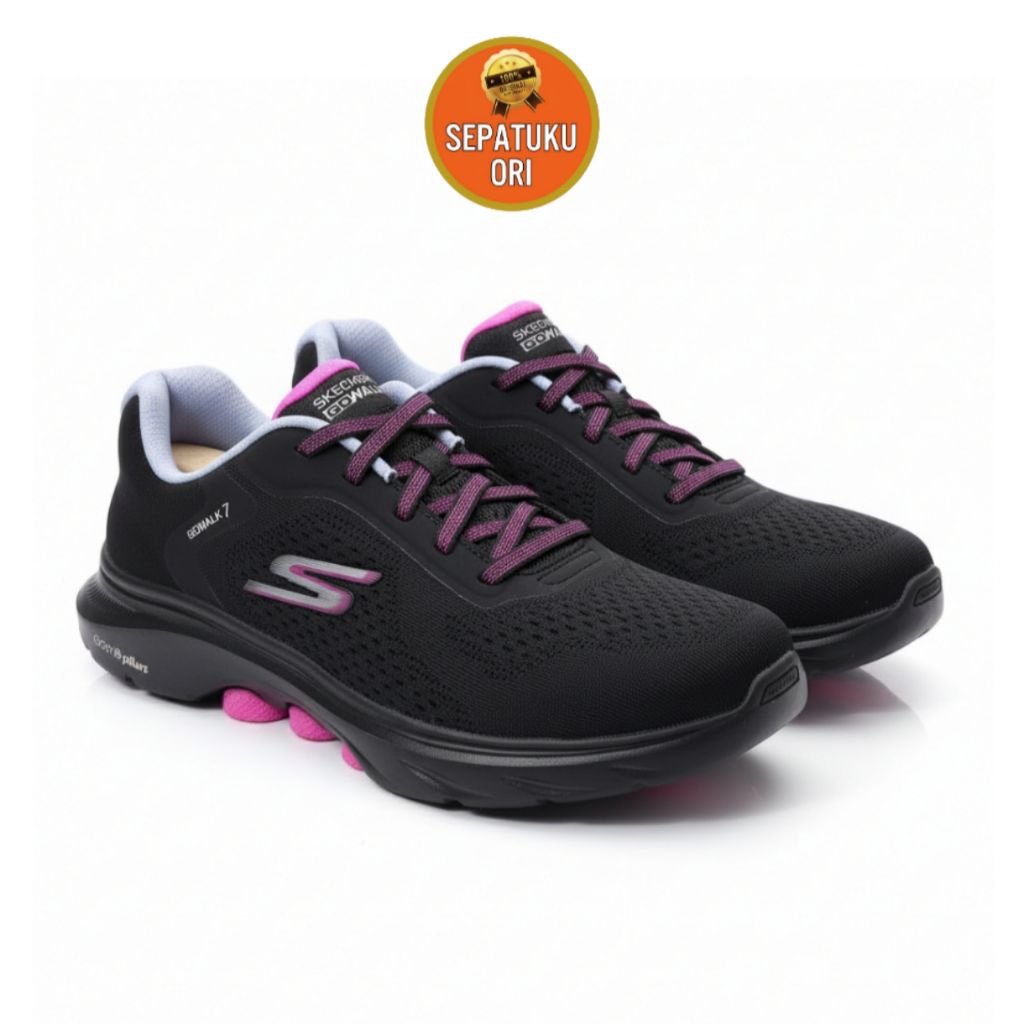 SEPATU SKECHERS (36/23cm) WANITA GOWALK 7;COSMIC WAVES BLACK PINK MULTI NEW BNIB 125215/BKMT