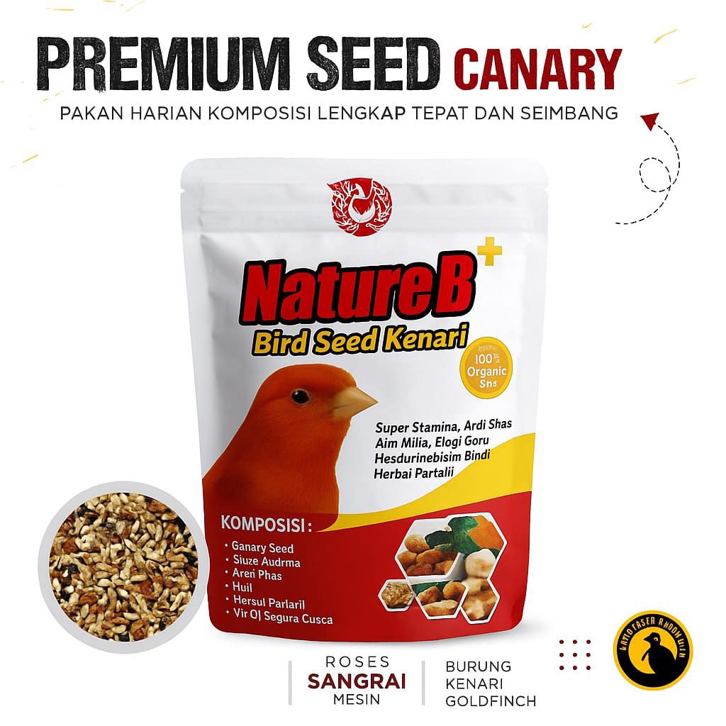1KG - PROMO Pakan Kenari Herbal Harian Gacor - Pakan Ternak Kenari - Pakan Herbal Terbaik Nature B K