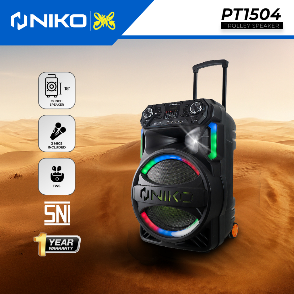 Trolley Speaker NIKO PT 1504 GARANSI RESMI