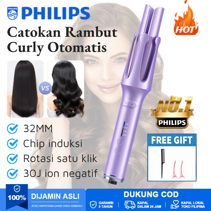 Philips Catokan Rambut Otomatis 32mm Catokan Curly Tahan Lama Keriting Catok Alat Pengeriting Rambut