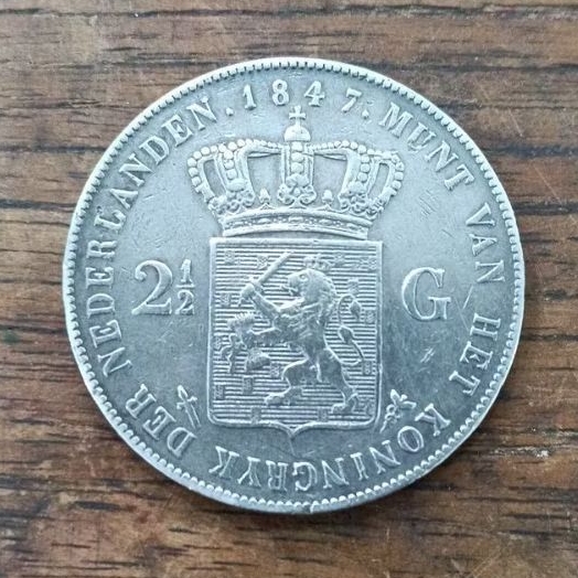 koin silver asli antik thn 1847,willem ll, 2,5G