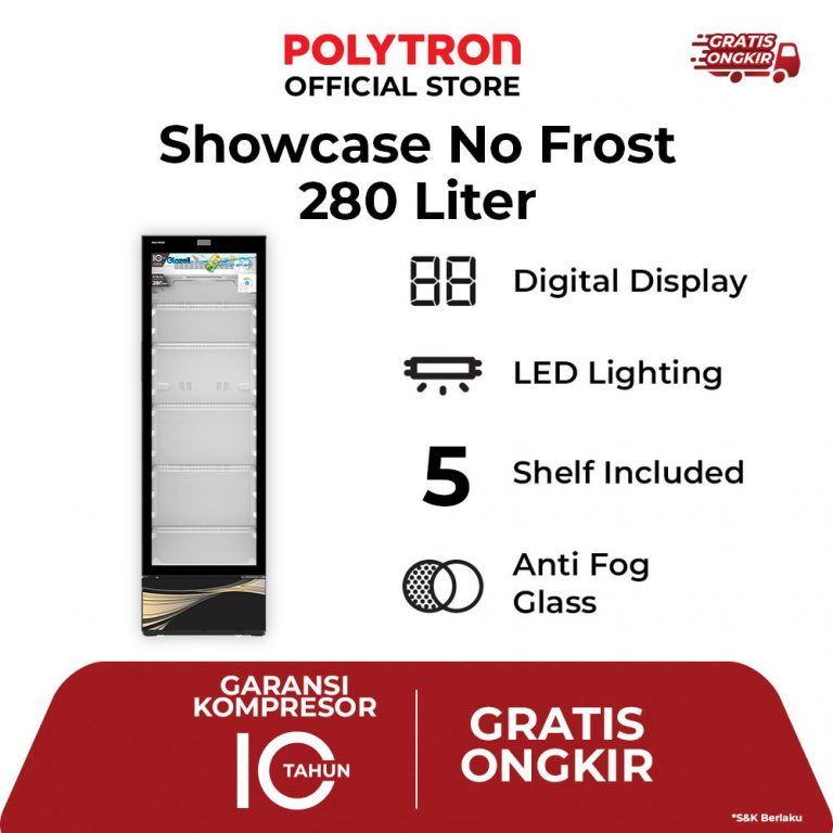 POLYTRON Showcase SCN 288 Kulkas Pendingin Display Minuman Kaca Transparan Hemat Listrik
