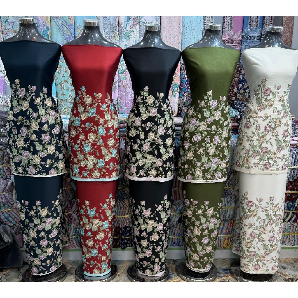 KAIN PASANG MALAYSIA ALFARO SILK PAKAI BATU TABUR WARNA MERAH