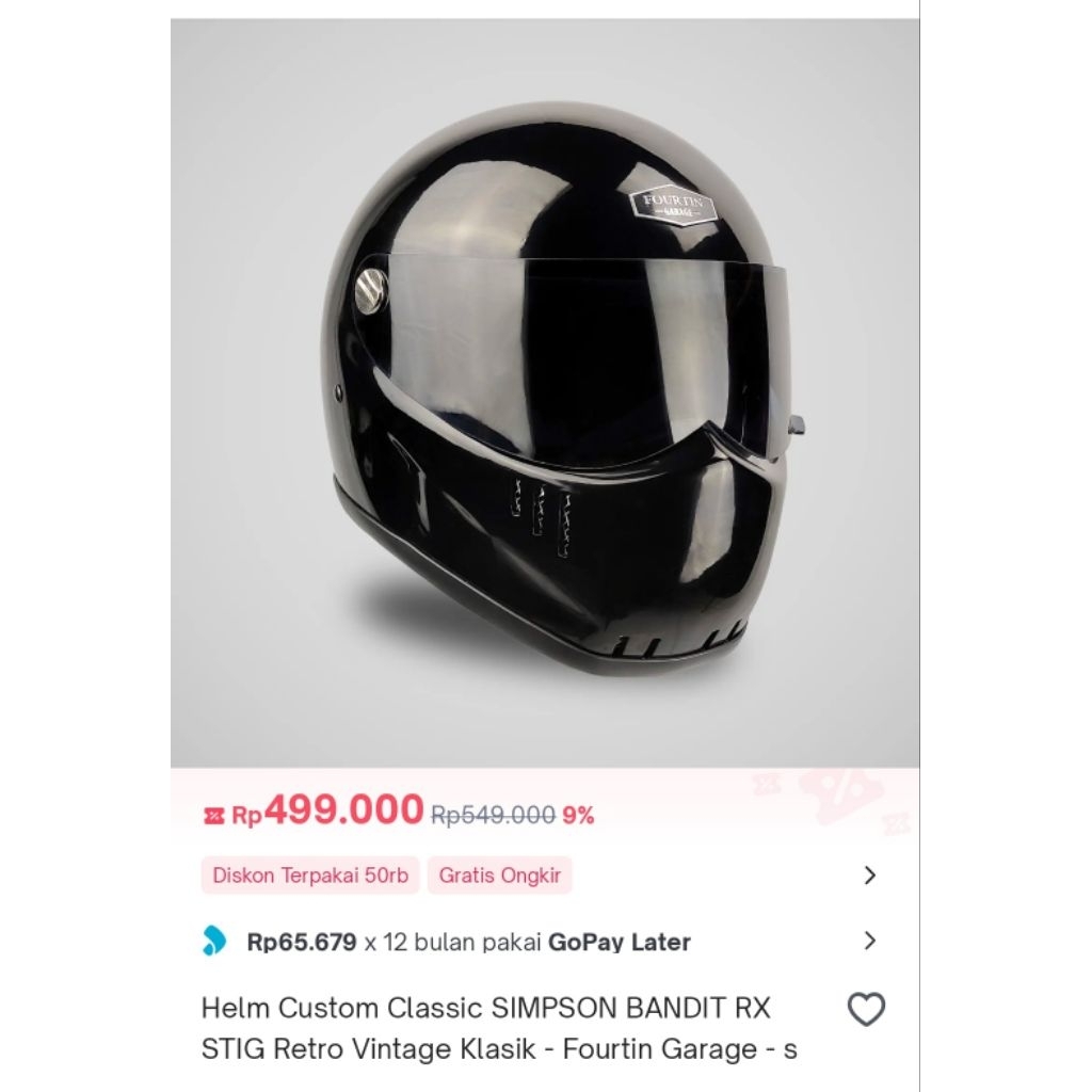 Helm Custom Classic SIMPSON BANDIT RX STIG Retro Vintage Klasik - Fourtin Garage