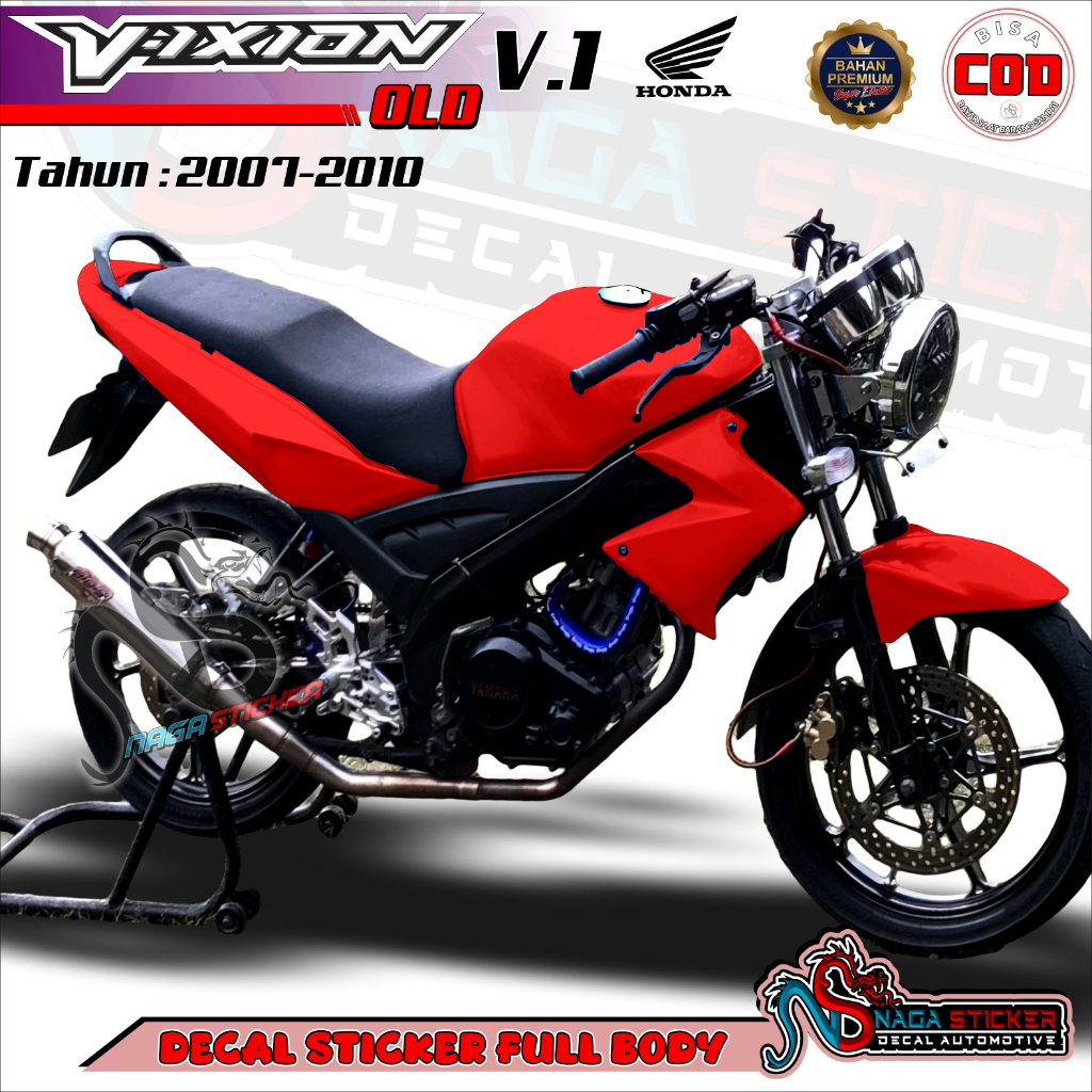 Decal Sticker Full Body Yamaha Vixion Old 2007 Variasi Polos NS9800 Desain Bisa Custom Dekal Stiker