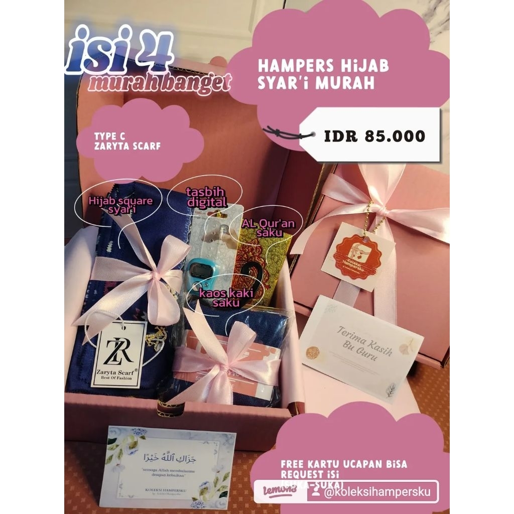 Hampers syari syar'i isi 4 murah simpel & ekonomis l Hadiah hari guru murah | Hadiah wisuda paket le