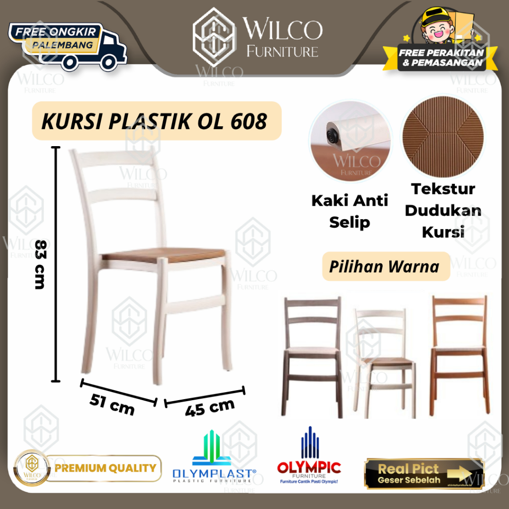 Kursi Kayu Olymplast / OL 608 / Kursi Plastik / Kursi Makan/ Kursi