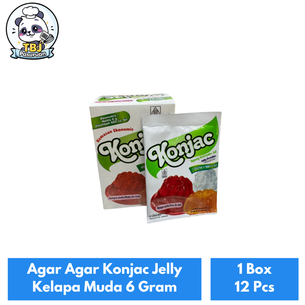 Agar Agar Konjac Jelly Kelapa Muda 6 Gram Kemasan 1 Box Isi 12 Pcs