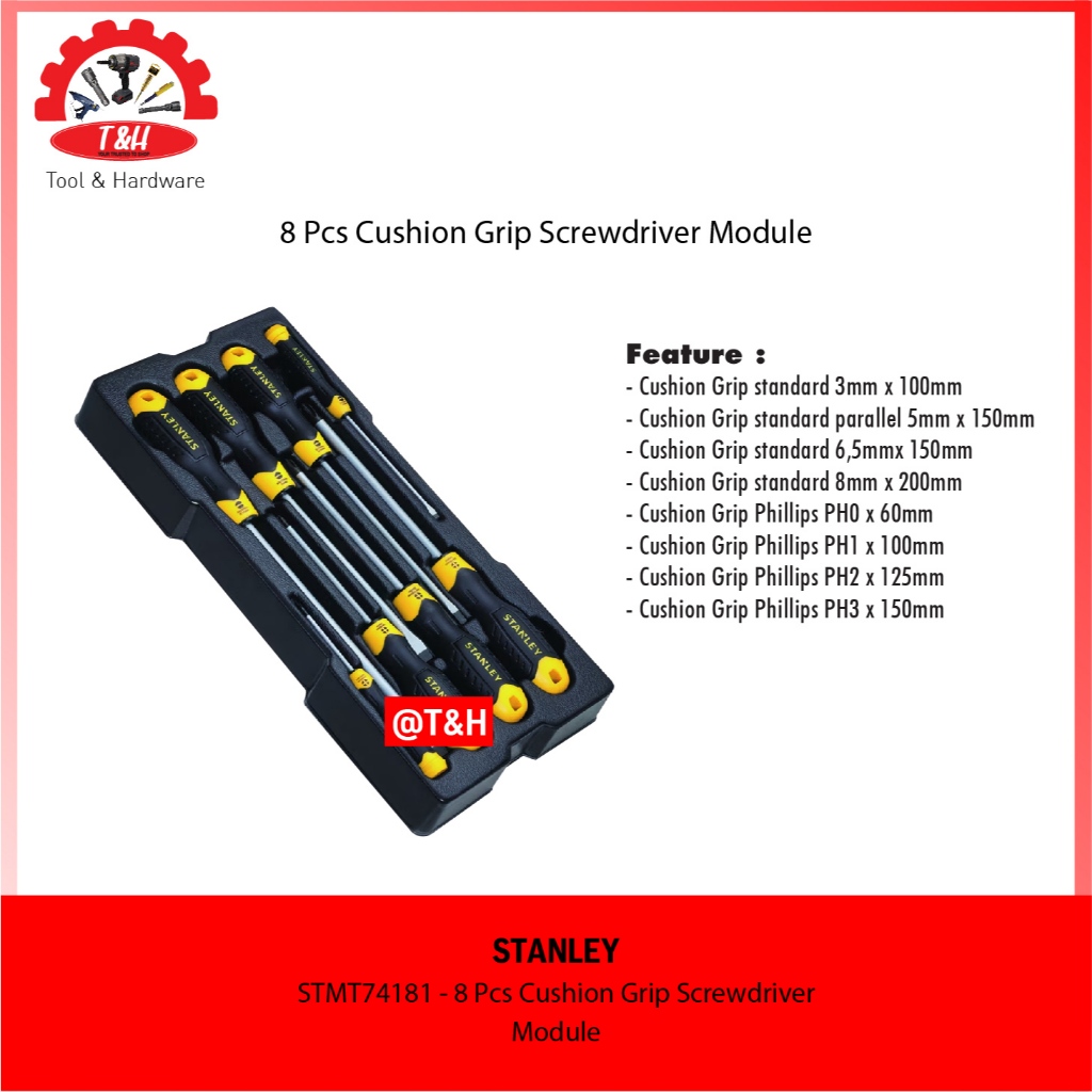 STANLEY 8 Pcs Cushion Grip Screwdriver Module / STMT74181-8