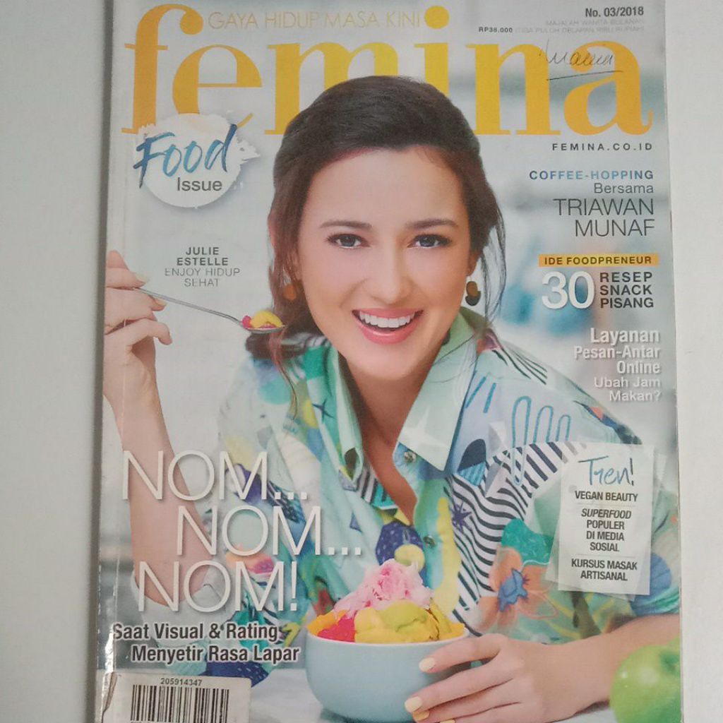 Majalah Femina Edisi Kuliner 2018 Cover Cantik Julie Estelle (Unggulan Gadsam'2002)