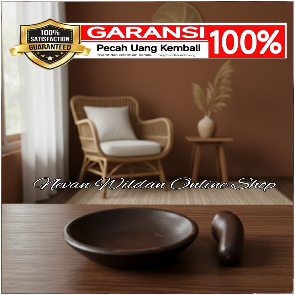 cobek tanah liat+ ulek | cobek tanah liat | ulekan tanah liat