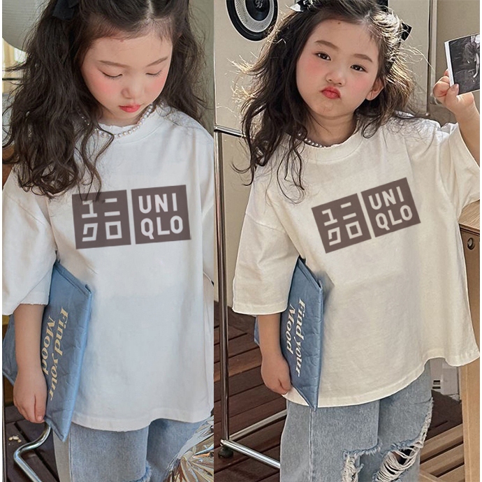 Kaos anak|cewek 10 tahun import|2-12 Tahun|kaos Cetakan UNIQLO lucu|korea style premium baju atasan|