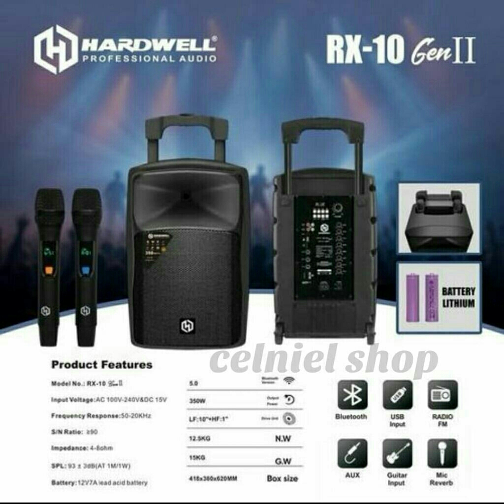 Speaker aktif portabel 10" Hardwell RX-10 Gen 2 Speaker bluetooth premium karaoke sistem