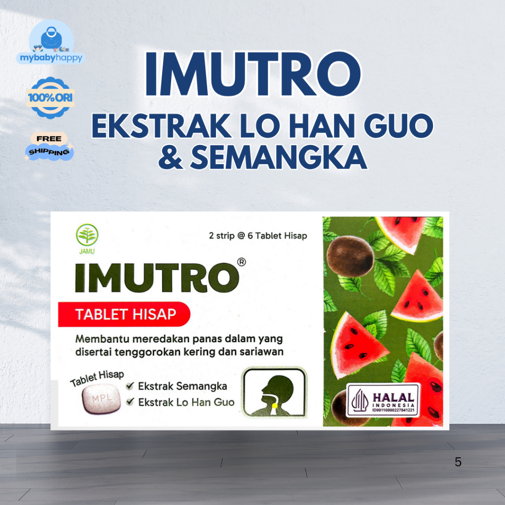 IMUTRO (BOX) Tablet Hisap EKstrak LoHanGuo & Semangka - Panas Dalam, Tenggorokan Kering dan Sariawan