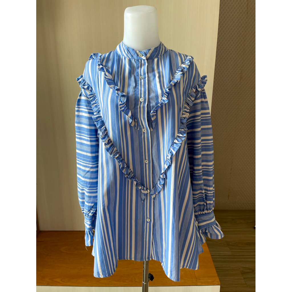 blouse benang jarum kemeja benang jarum kemeja salur benang jarum