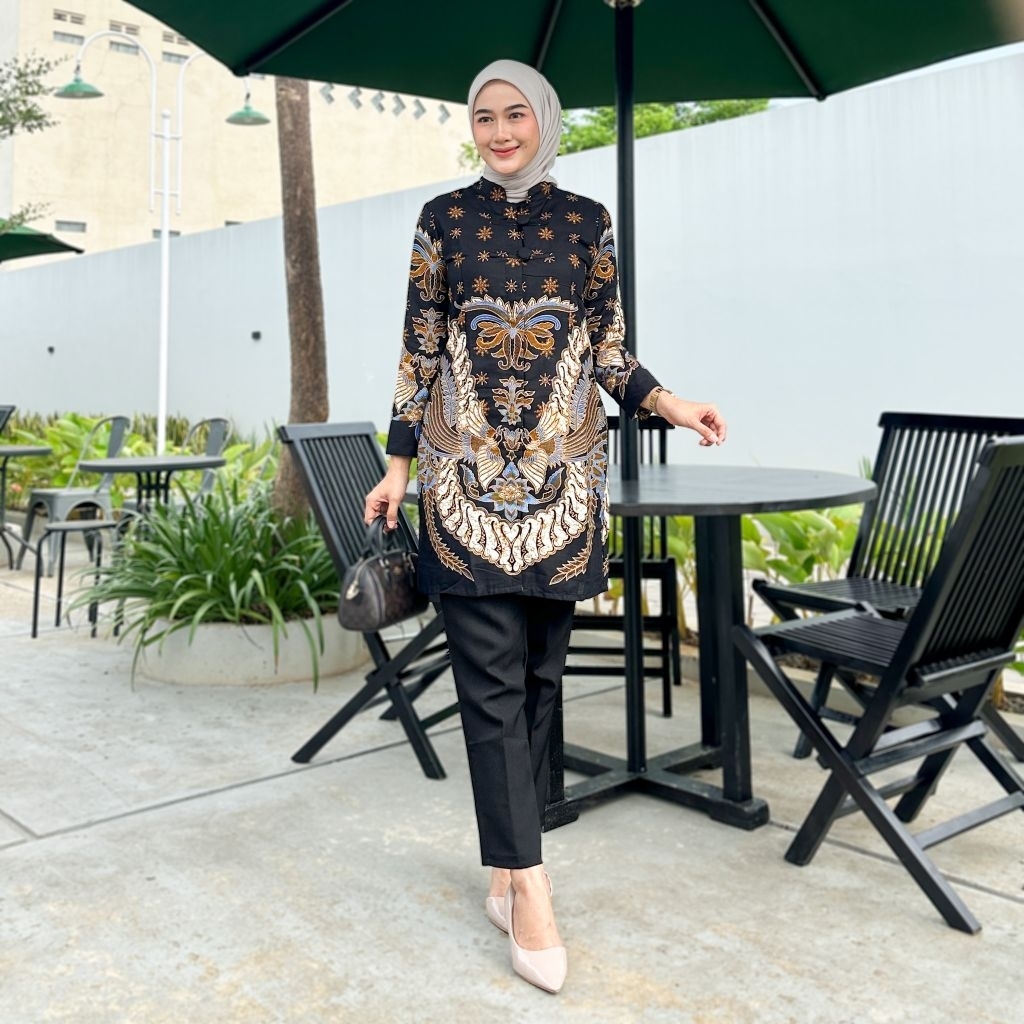 TUNIK BATIK 1289 WK BJ 171 ll TUNIK BATIK ll ATASAN BATIK WANITA ll PAKAIAN BATIK WANITA