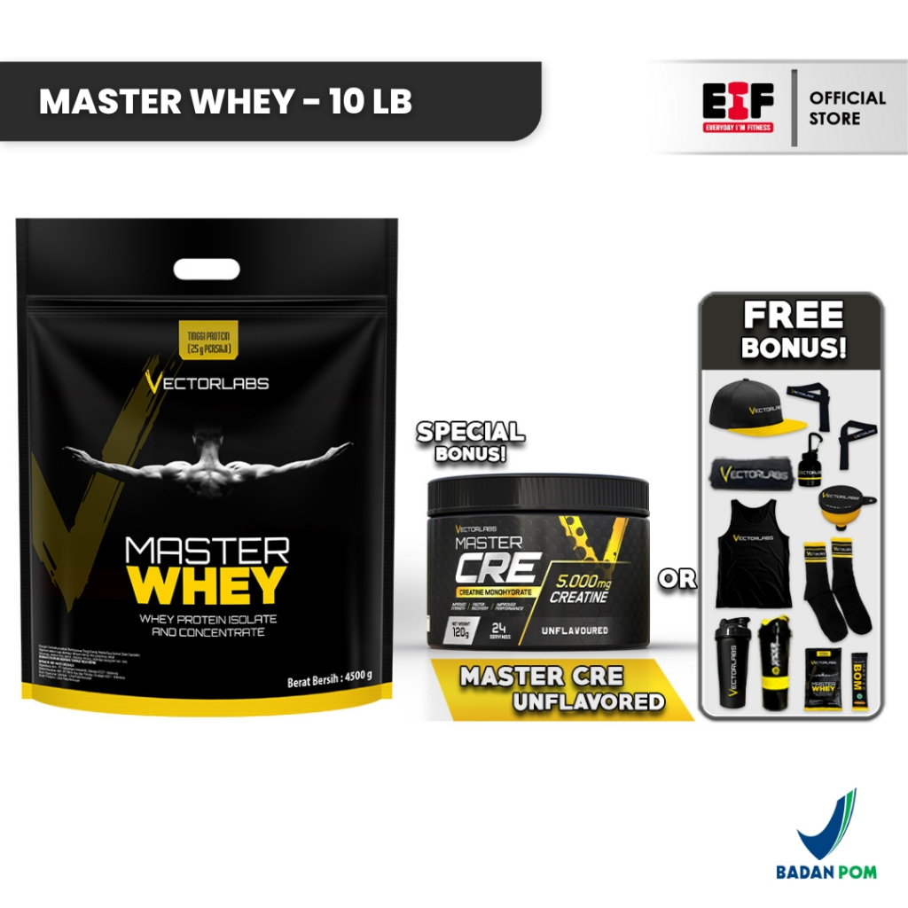 VECTORLABS Master Whey 10lbs 4500 Gram - Whey Protein Concentrate Isolate Susu Protein