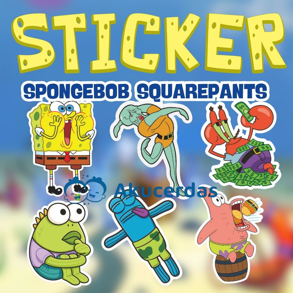 Sticker Spongebob Squarepants Vynl Waterproof Squidward Mr. Krab Patrick Bikin Bottom Buddies