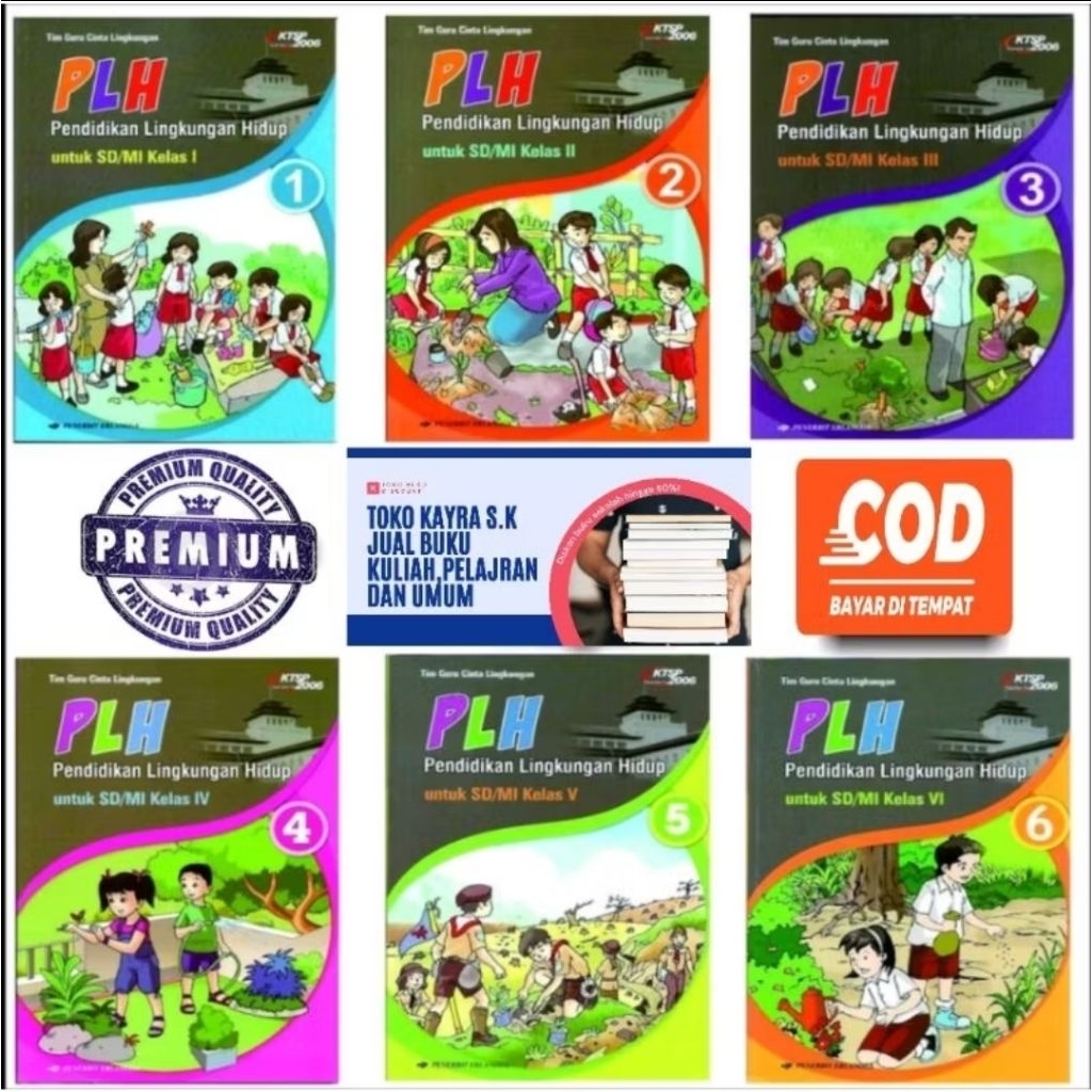Buku Pendidikan Lingkungan Hidup PLH Sd Kelas 1,2,3,4,5,6 erlangga Putih