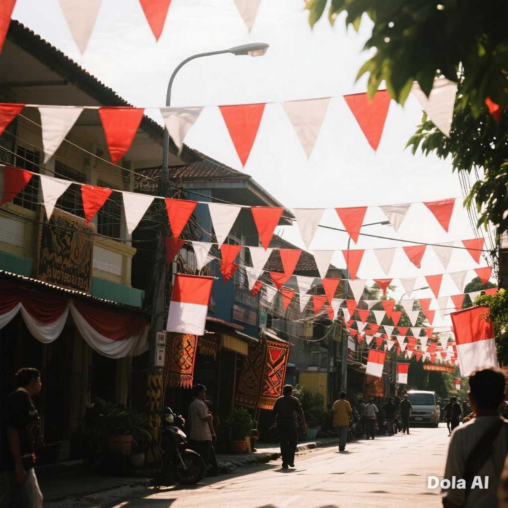 UMBUL BENDERA RUMBAI PANJANG 5METER DAN 10METER Bendera segitiga renceng merah putih & warna warni 5