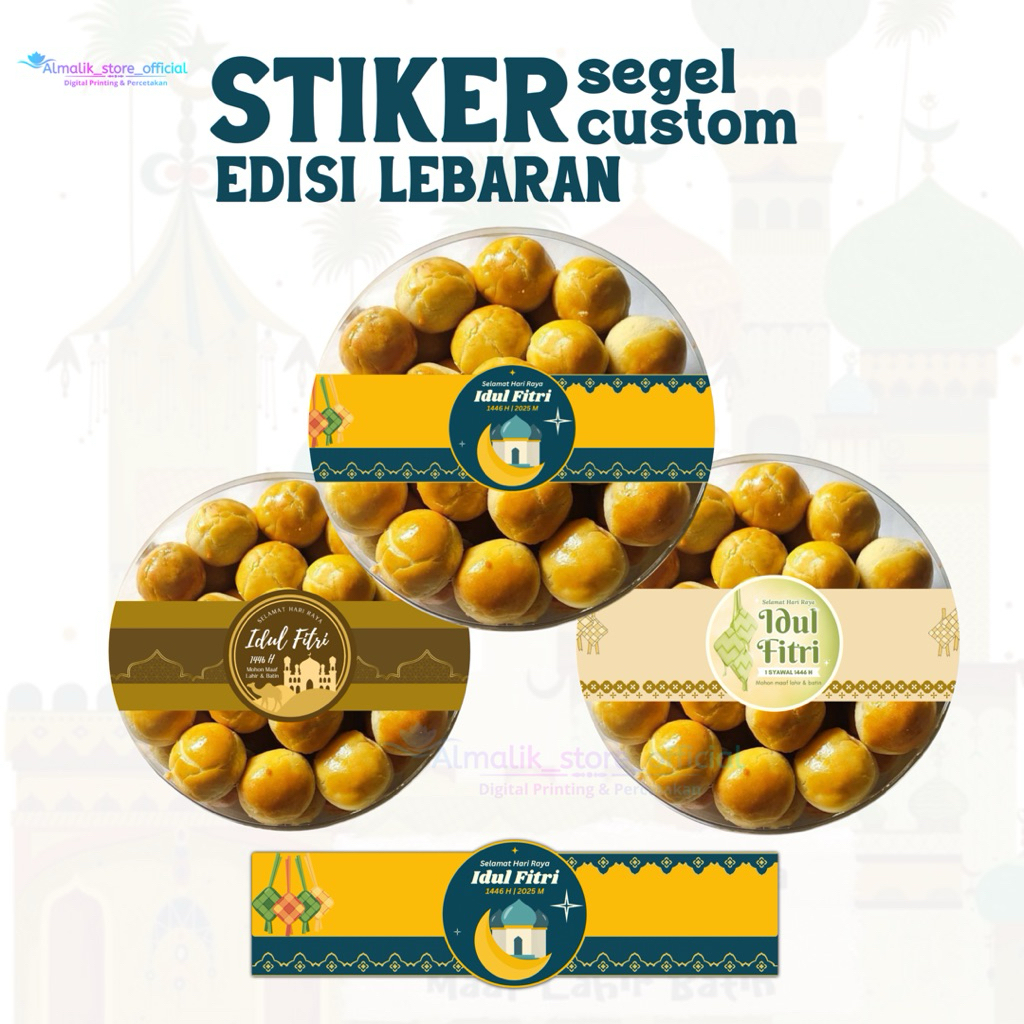 Stiker Segel Toples Custom | Segel Tutup Botol & Toples Kue Idul Fitri | Bisa Logo & Nama Lebaran