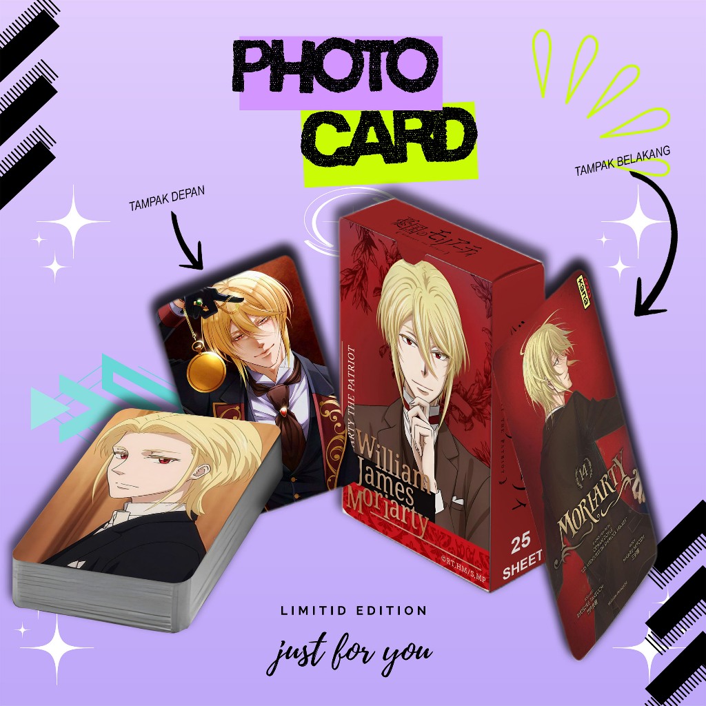PHOTOCARD SET louis james moriarty anime louis james moriarty PREMIUM 25 SHEET FREE BOX