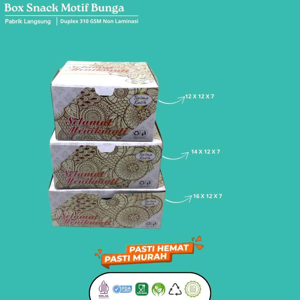 Dus Snack Motif 12x12 12x14 12x16 Dus Kue Roti Cemilan Makanan Dus Snack Motif Coklat Putih